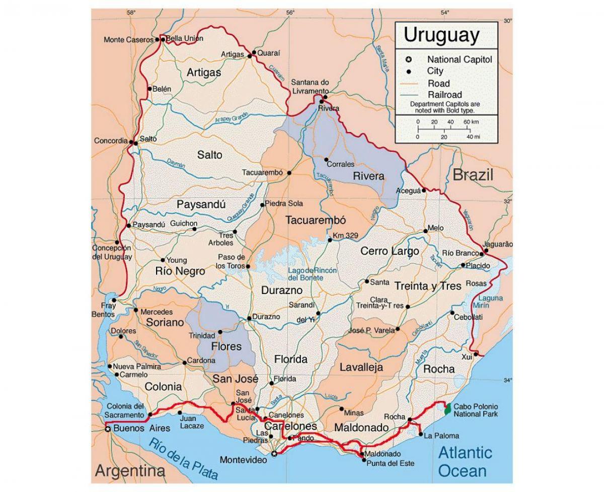 Mapa ng Uruguay sa mga bahagi