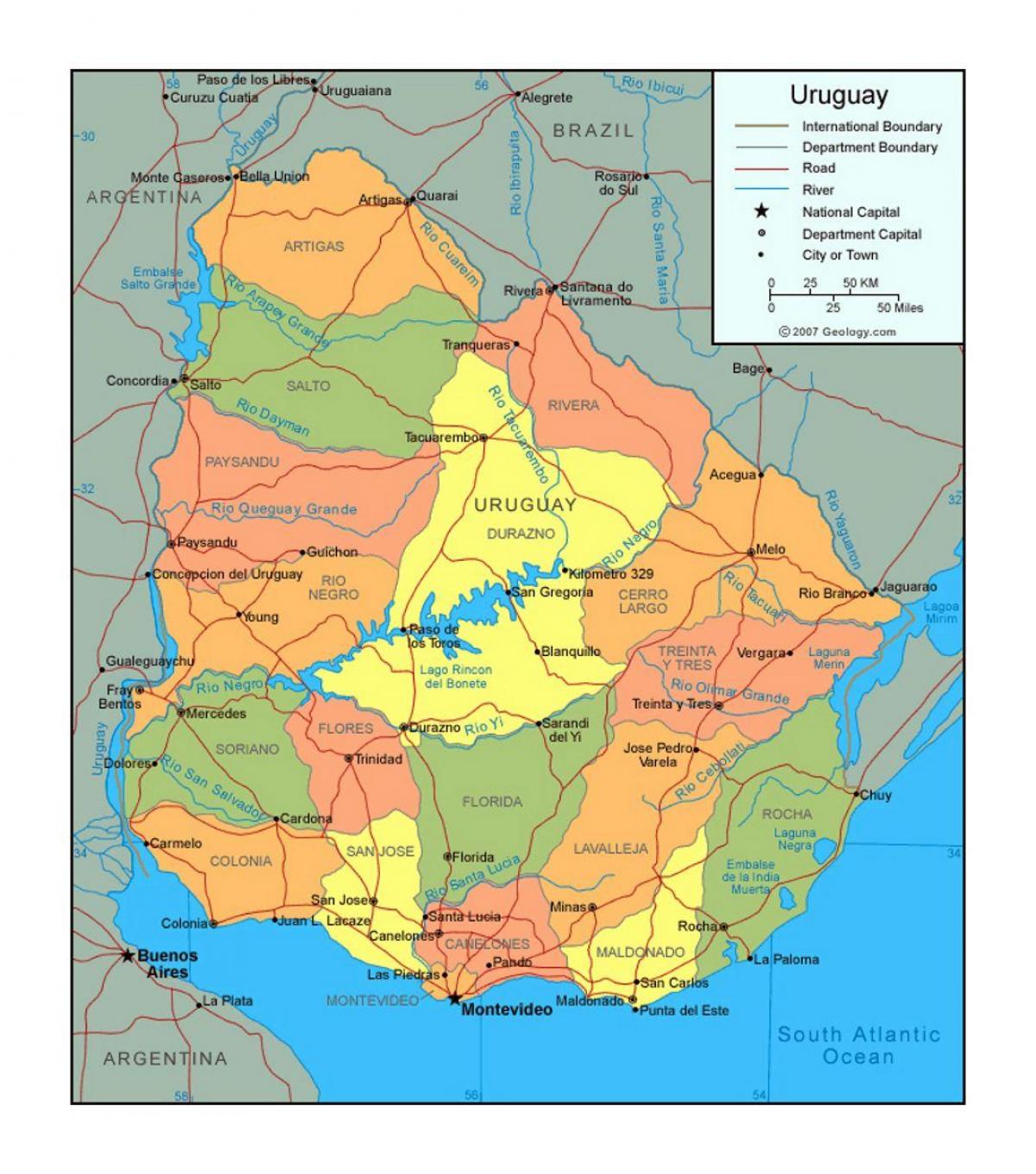 Mapa ng Uruguay pampulitika